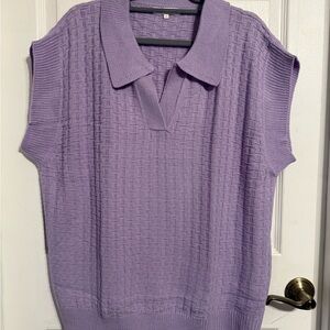 Ces Femme Lilac Textured Knit Blouse